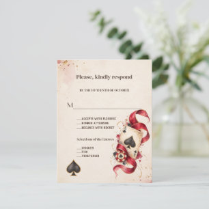 Cartons Réponse Nuit de casino à l'aquarelle élégante Mariage Bour