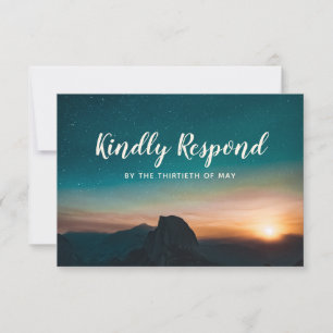 Cartons Réponse Nuit Sky Mountain Galaxy Sunset Stars Mariage