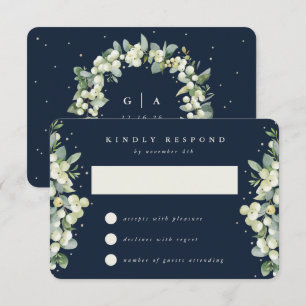 Cartons Réponse Nuit sombre Snowberry + Eucalyptus Mariage d'hiver