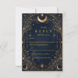 Cartons Réponse Nuits Stellaires Élégantes Mariage Céleste