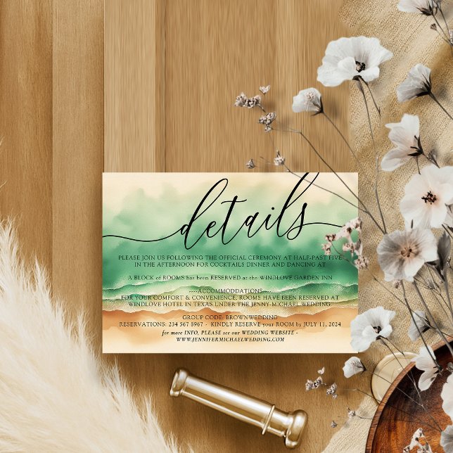 Cartons Réponse Ocean Beach Vert aquarelle Élégant soleil été (Créateur téléchargé)