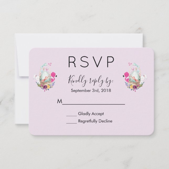 Cartons Réponse Oeuf mou dans un panier avec Flamant rose et lapin (Devant)