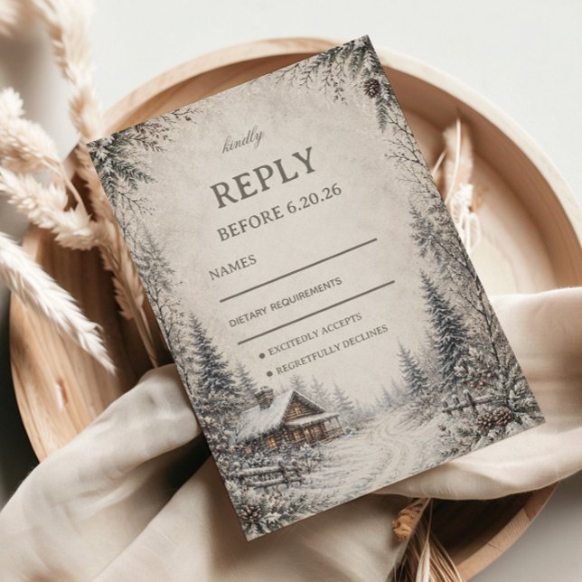 Cartons Réponse Œuvre d'art rustique de forêt enneigée (Créateur téléchargé)