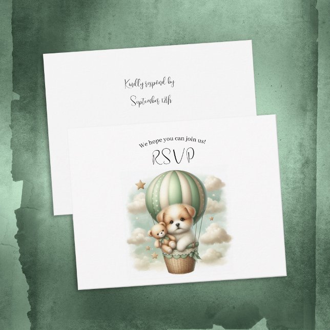 Cartons Réponse Oh Boy Puppy Hot Air Balloon Adventure Baby Shower (Créateur téléchargé)