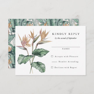 Cartons Réponse Oiseau tropical des fleurs du Paradis Mariage