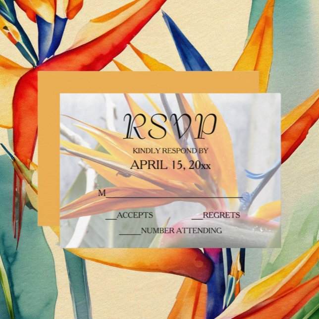 Cartons Réponse Oiseau tropical du Paradis Mariage floral (In Situ Wedding)