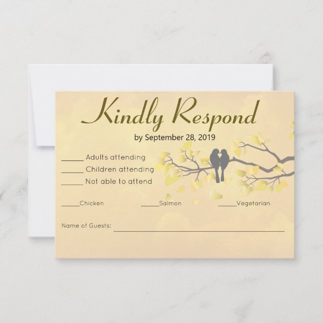 Cartons Réponse Oiseaux de l'amour 50e anniversaire (Devant)