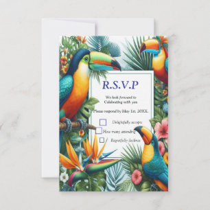 Cartons Réponse Oiseaux tropicaux colorés et Plantes luxuriants