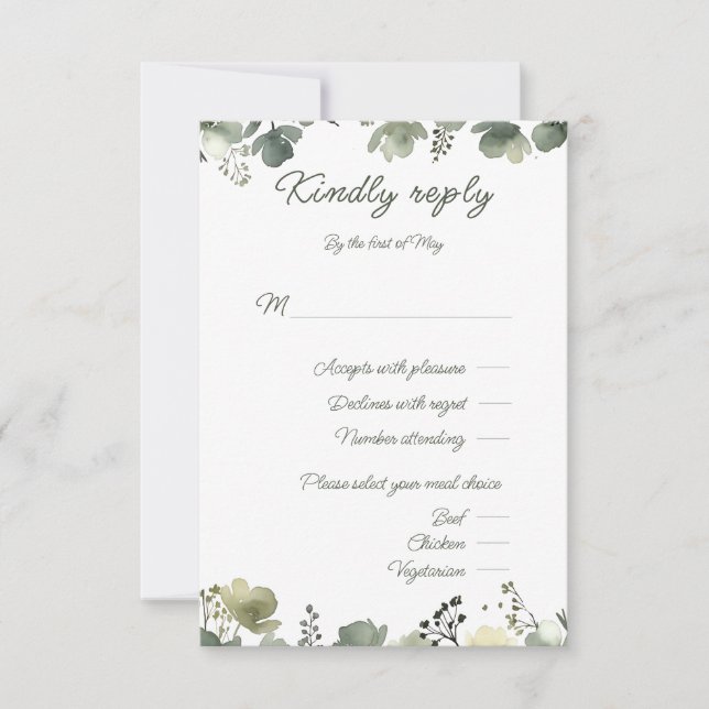 Cartons Réponse Olive Floral Wedding (Devant)