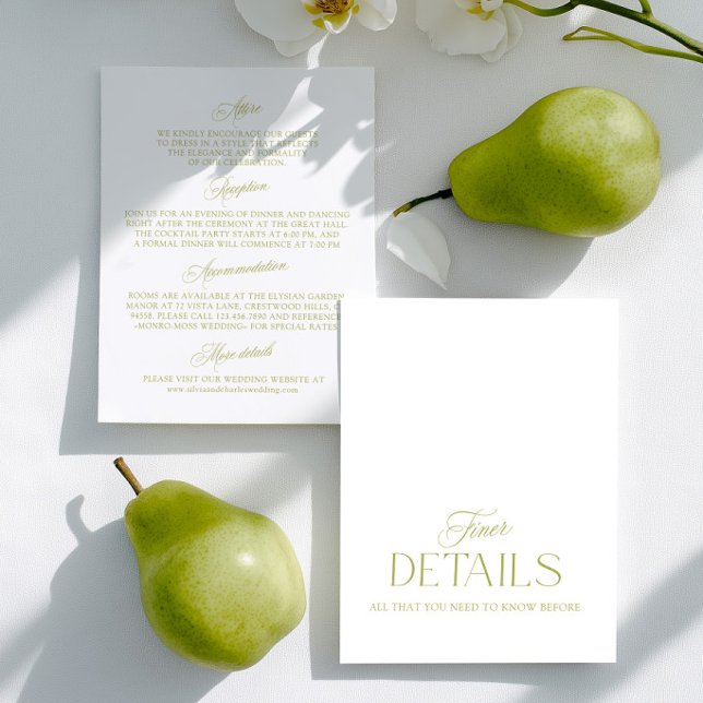 Cartons Réponse Olive Green Minimalist Wedding Information Card  (Olive Green Minimalist Wedding Information Card)