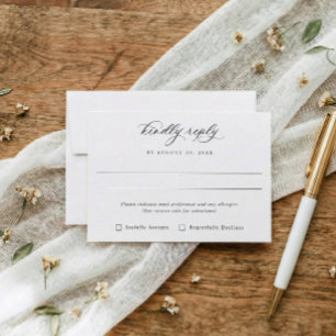 Cartons Réponse Options de repas classiques élégants pour mariage 
