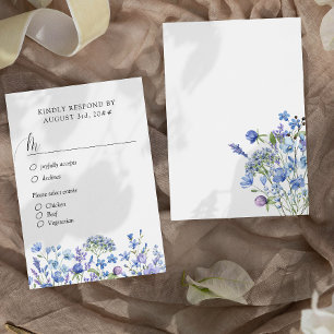 Cartons Réponse Options de repas de mariage floral à base de perve