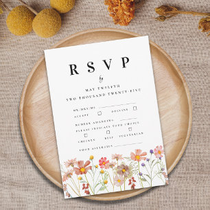 Cartons Réponse Options de repas de mariage floral de fleurs sauva