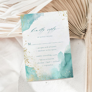 Cartons Réponse Options de repas de mariage sur la plage abstraite