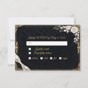 Cartons Réponse Or Noir Rose Blanche Luxe Élégant Formel