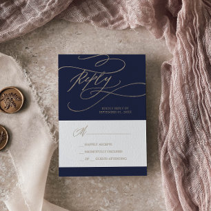 Cartons Réponse Or romantique et calligraphie marine Simple