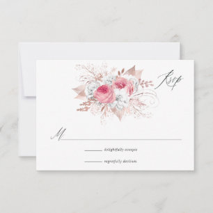 Cartons Réponse Or rose et Rose Floral et dentelle