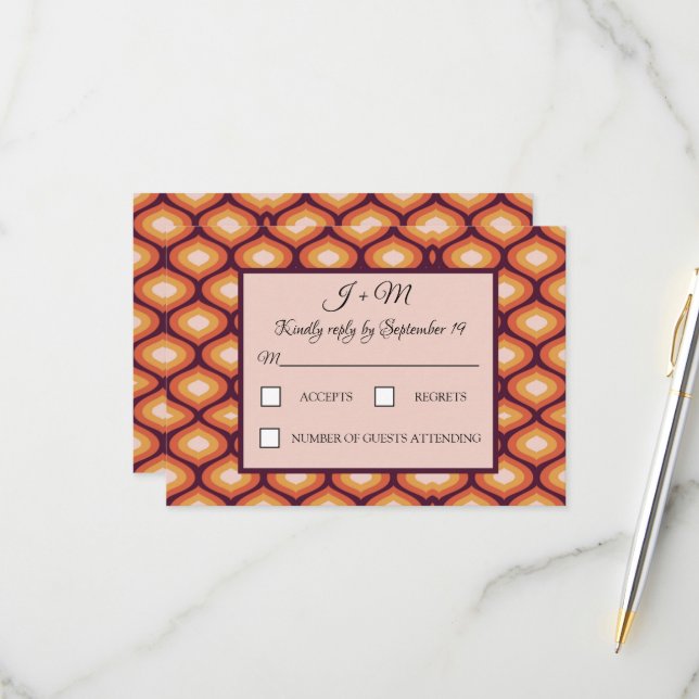 Cartons Réponse Orange Mariage des années 70 Super (Devant/Arrière en situation)