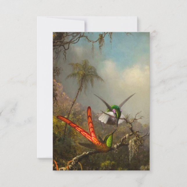 Cartons Réponse Orchidée avec deux colibris Heade (Devant)
