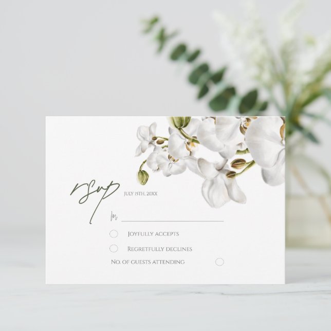 Cartons Réponse Orchids Frame Elegant Tropical Wedding (Debout devant)