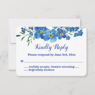 Cartons Réponse Oubliez-moi pas Blue Floral Watercolor Wedding RSV