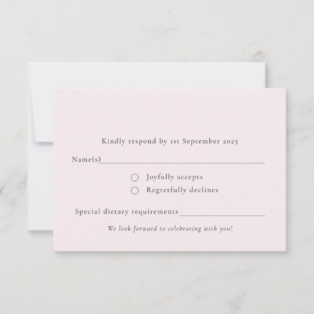 Cartons Réponse Pale Blush Pastel Rose Simple Minimal Plain Solide (Devant)