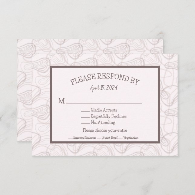 Cartons Réponse Pale Bourgogne Mariage Abstrait (Devant / Derrière)