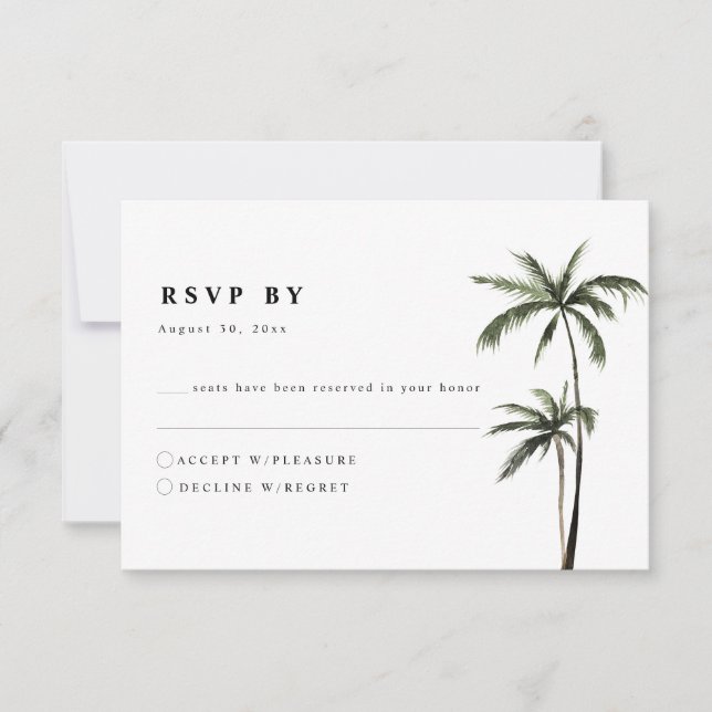 Cartons Réponse Palm Tree Tropical Island Minimal Beach Wedding (Devant)