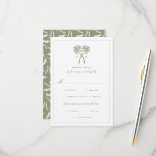 Cartons Réponse Palmiers noués Destination Tropicale Mariage