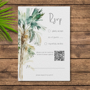Cartons Réponse Palmiers tropicaux Mariage moderne Code QR