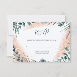 Cartons Réponse Pampas Feuille Foliage Mariage d'aquarelle