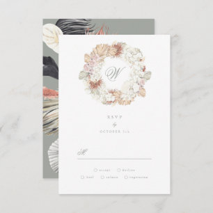 Cartons Réponse Pampas Wreath Moss Sage Green Monogram Elegant