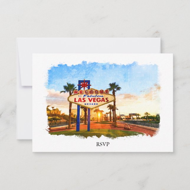 Cartons Réponse Panneau Mariage Watercolor Las Vegas (Devant)