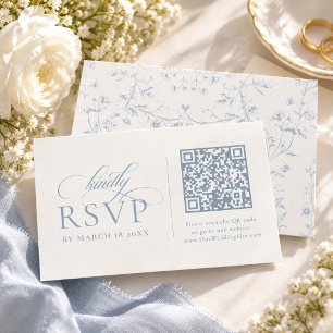 Cartons Réponse Papier à lettres floral bleu avec calligraphie et