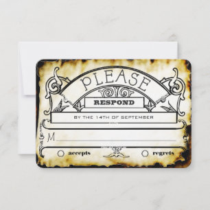 Cartons Réponse Papier Kraft Brown Typographie médiévale Mariage R