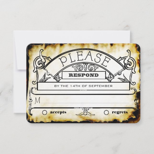 Cartons Réponse Papier Kraft Brun Typographie Médiévale Mariage RS (Devant)