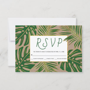 Cartons Réponse Papier kraft feuille tropical mariage rustique RSV