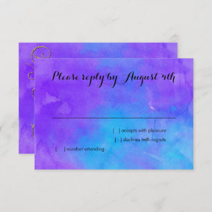 Cartons Réponse Papillon bat mitzvah violet et turquoise peint
