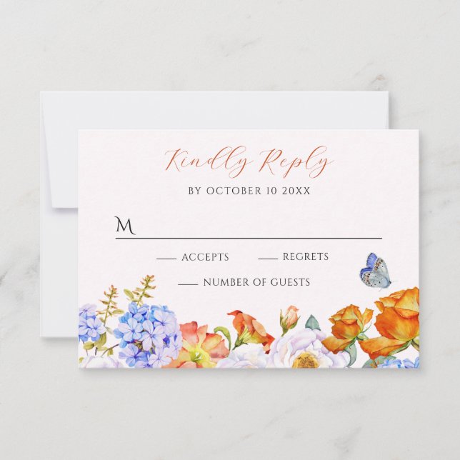 Cartons Réponse Papillon de jardin fleuri (Devant)