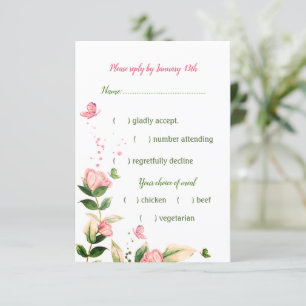 Cartons Réponse papillon feuille vert aux fleurs roses chaudes