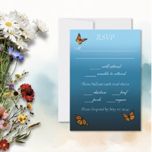 Cartons Réponse Papillons Monarque Blue Ombre