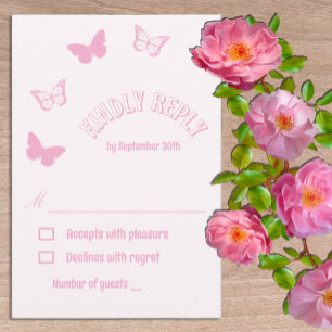 Cartons Réponse Papillons roses Quinceanera