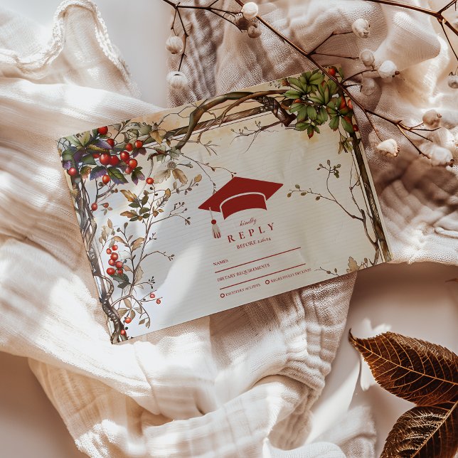 Cartons Réponse Parti des diplômés Fleur sauvage rustiques (Créateur téléchargé)