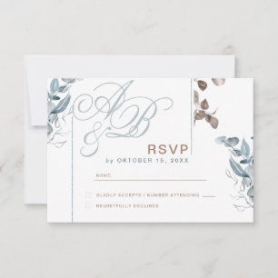 Cartons Réponse Parties scintillant d'or Eucalyptus - Mariage vert