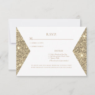 Cartons Réponse Parties scintillant d'or Image et blanc Mariage mo