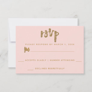Cartons Réponse Parties scintillant Gold Blush Pink Mariage Simple