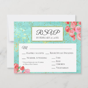 Cartons Réponse *~* Parties scintillant Mariage floral Abstrait mo