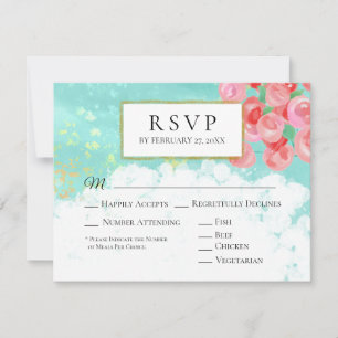 Cartons Réponse *~* Parties scintillant Moderne Mariage de Fleurs