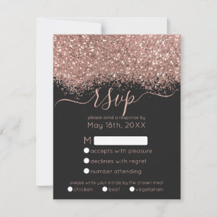 Cartons Réponse Parties scintillant Noir Rose de luxe Confetti Mar