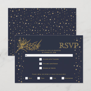 Cartons Réponse Parties scintillant or pin, mariage d'hiver bleu m